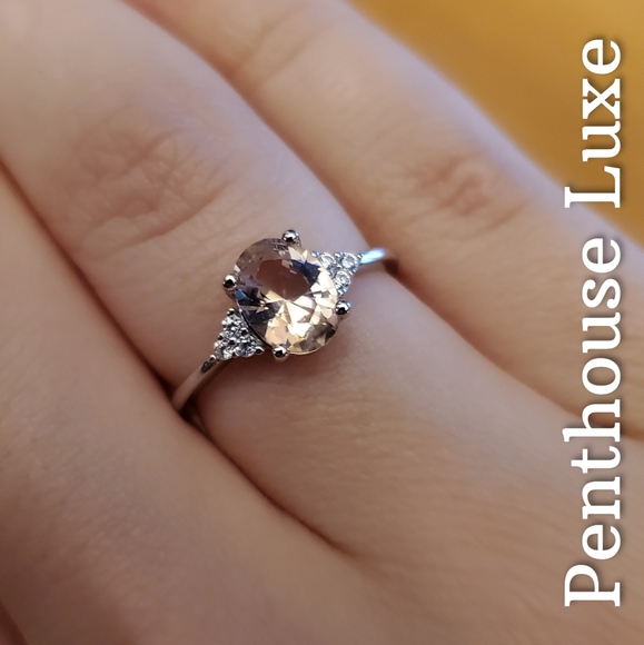 REAL 1.4ct Morganite Beryl Oval Cut 925 Ring - Picture 6 of 7